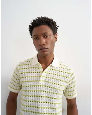 TOPMAN Classic Fit Crochet Striped Polo - Multicolour