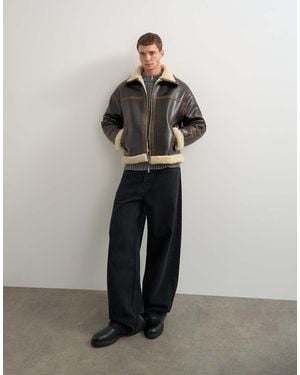 TOPMAN Faux Shearling Jacket - Brown
