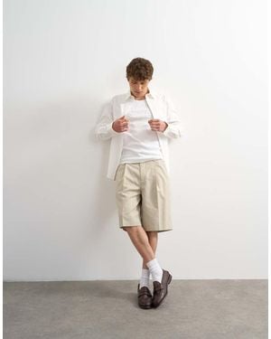 TOPMAN Wide Leg Striped Shorts - White