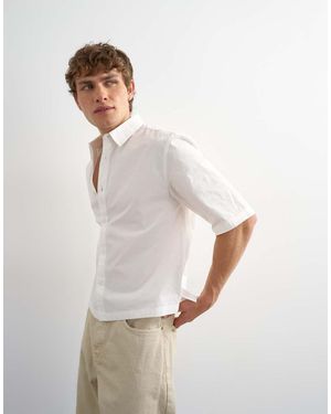 TOPMAN Relaxed Fit Crop Poplin Short Sleeve Shirt - White