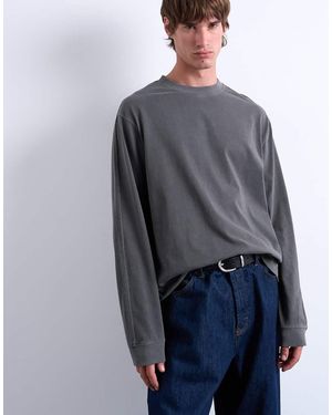 TOPMAN Relaxed Fit Long Sleeve Raglan T-shirt - Grey