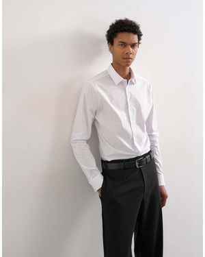 TOPMAN Slim Fit Long Sleeve Formal Stretch Shirt - White