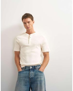 TOPMAN Slim Fit Rib Henley T-shirt - White