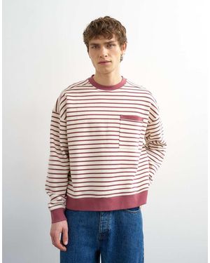 TOPMAN Boxy Fit Stripe Sweatshirt - Red