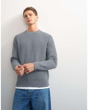 TOPMAN Classic Fit Fisherman Knit Jumper - Blue