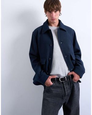 TOPMAN Wool Blend Shacket - Blue