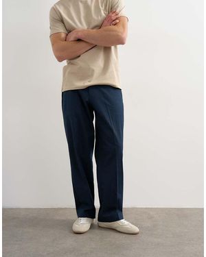 TOPMAN Wide Leg Linen Trouser - Blue