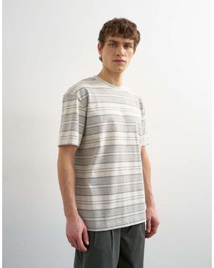 TOPMAN Relaxed Fit Stripe T-shirt - White