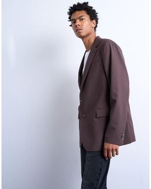 TOPMAN Relaxed Wool Touch Blazer - Purple