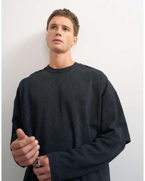 TOPMAN Relaxed Fit Layered T-Shirt With Waffle Sleeve - Blue