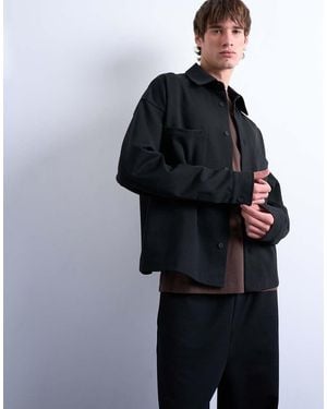 TOPMAN Fit Double Pocket Jersey Jacket - Blue