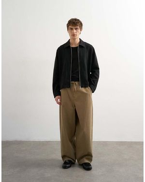 TOPMAN Baggy Fit Herringbone Trousers - Green