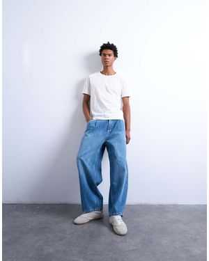 TOPMAN Pleated Barrel Jean - Blue