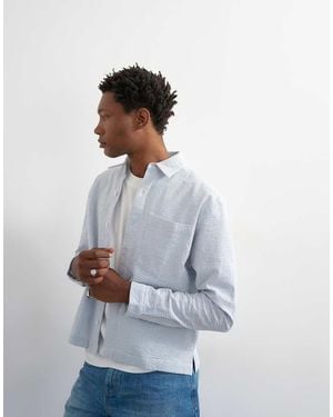 TOPMAN Relaxed Fit Crop Seersucker Shirt - White