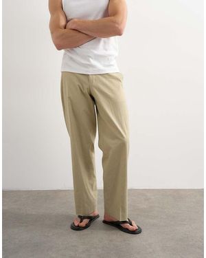TOPMAN Wide Leg Linen Trouser - Natural