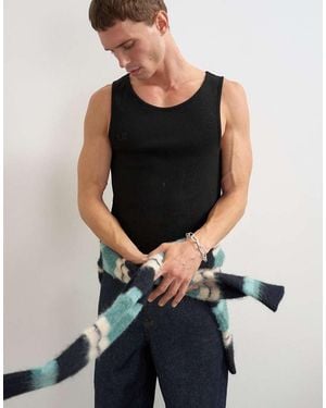 TOPMAN Rib Singlet - Black