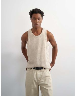 TOPMAN Relaxed Fit Textured Vest - Natural