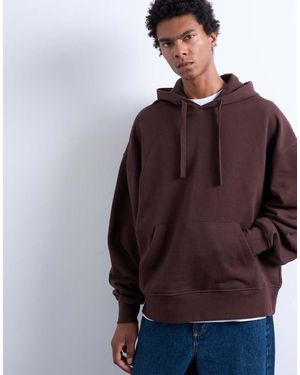 TOPMAN Heavyweight Oversized Hoodie - Brown
