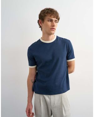 TOPMAN Classic Cropped Fit Ringer T-shirt - Blue