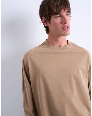 TOPMAN Relaxed Fit Long Sleeve Raglan T-Shirt - Brown