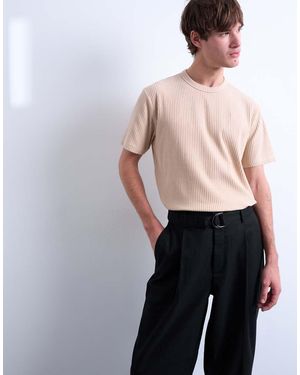 TOPMAN Premium Heavyweight Rib Tee - Natural