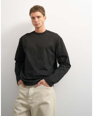 TOPMAN Relaxed Fit Long Sleeve T-shirt - Black