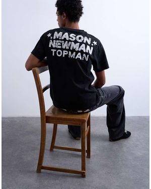 TOPMAN Mason Newman X Classic Fit T-Shirt With Till Death Do Us Part Front And Back Print - Blue