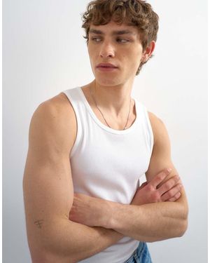 TOPMAN Premium Square Neck Ribbed Vest - Brown