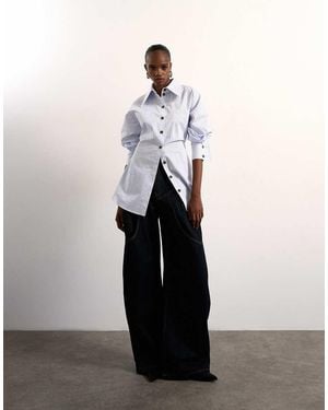 TOPSHOP Tolu Coker X Stripe Long Sleeve Shirt - White