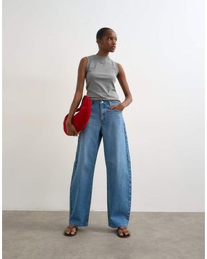 TOPSHOP Barrel Mid Rise Jean - Blue