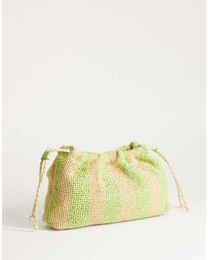 TOPSHOP Jay Medium Stripe Straw Clutch Bag - Yellow