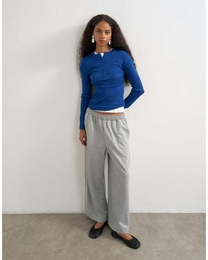 TOPSHOP Sweat Piped Detail Bottoms - Blue