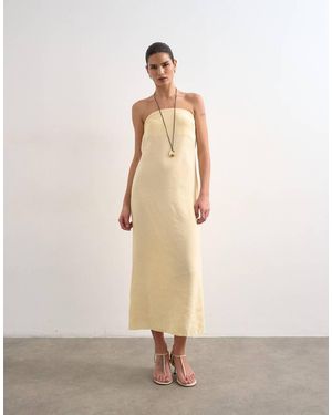 TOPSHOP Cowl Back Bandeau Midi Dress - Metallic