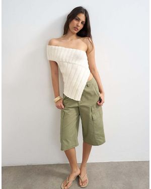 TOPSHOP Knit One Shoulder Asymmetric Top - Green
