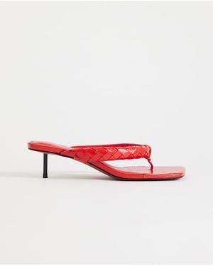 TOPSHOP Emily Pin Mid Heel Woven Toe Thong Sandals - Red
