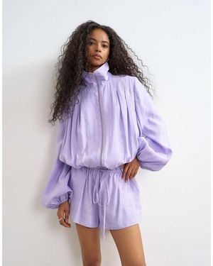 TOPSHOP Modal Funnel Neck Jacket - Purple