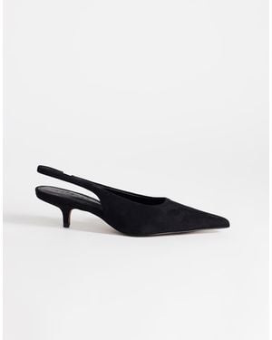 TOPSHOP Ali Kitten Heel Sling Back Court - White
