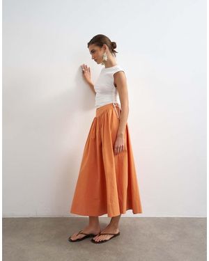 TOPSHOP Drop Waist Saloon Maxi Skirt - White
