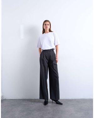 TOPSHOP Brushed High Waisted Two Pleat Tailored Trouser - White
