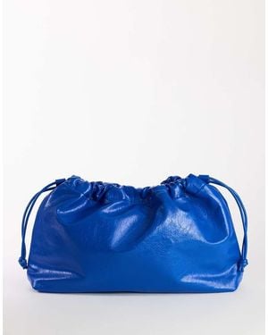 TOPSHOP Chloe Oversized Ruched Pouch Clutch Bag - Blue