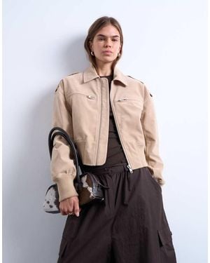 TOPSHOP Faux Suede Ovoid Sleeve Bomber Jacket - Multicolour