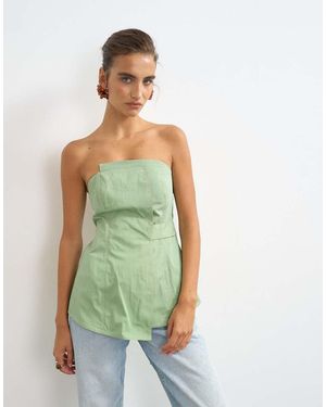 TOPSHOP Structured Asymmetric Bandeau Top - Green