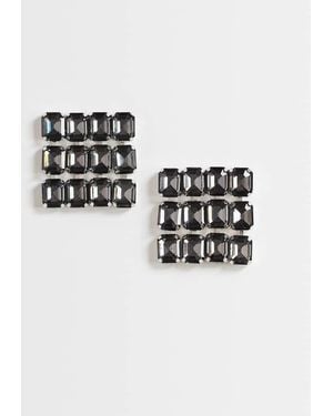 TOPSHOP Eddie Square Statement Earrings - Black