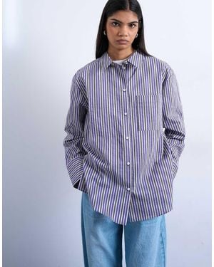 TOPSHOP Asymmetric Placket Waisted Long Sleeve Cinched Shirt - Purple