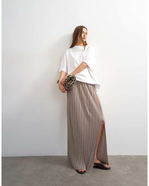 TOPSHOP Plisse Maxi Skirt - Grey