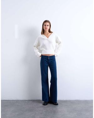 TOPSHOP Low Rise Flared Trouser - White