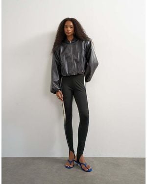 TOPSHOP Oversized Faux Leather Oversized Zip Up Bomber Jacket - Multicolour