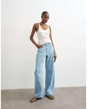 TOPSHOP Barrel Mid Rise Jeans - Blue