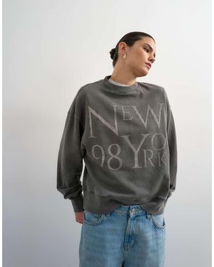 TOPSHOP Relaxed New York Graphic Sweatshirt - Grey