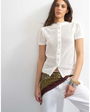 TOPSHOP Knitted Stitchy Top - White